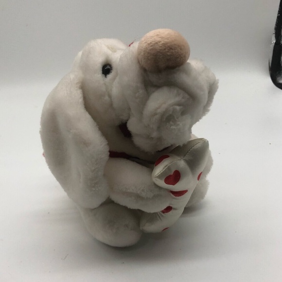 Ganzbros Wrinkles Dog With Bone 6" Plush 1981 White Tags Valentine Hertiage - Picture 1 of 3